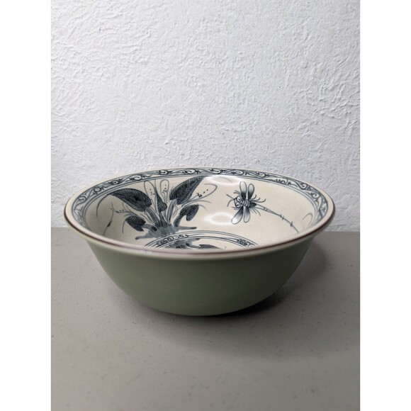 VTG Vietnam Bat Trang Dragonflies Pottery Bowl 6 3/4"x 2 3/4" Hand Painted‎ - Picture 6 of 6